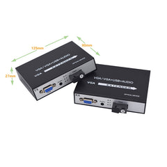VGA over Fiber Extenders with stereo 3.5mm Audio ,1080p full HD Video fiber converters adapter,SC Singlemode single fiber up to 20Km,Multimode up 500m, A set