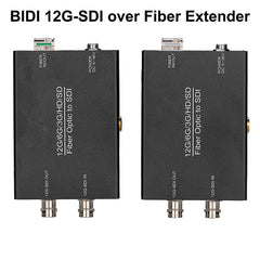 12G/6G/3G/HD-SDI over Fiber Extenders Up to 10Km ,1 port Bidirectional 12G SDI Video Fiber Converters Adapter Uncompressed w/ two 12G SFP optical module and hot shoe, Professional Broadcast gradeA set