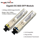1.25G SFP SC BiDi Transceiver Module WDM 1310/1550nm 3km/10km/20km DDM Compatible for Miktotik/TP-Link/Ubiquiti Ethernet Switch 1 Pair