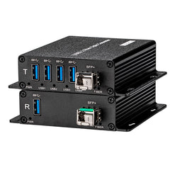 4 Ports USB3.2 Extender over Fiber Optic, 250M by Singlemode fiber, USB3.0 to SFP Fiber converter, 10G SFP include, A set