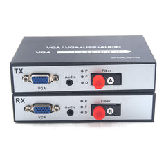 VGA over Fiber optic Extenders with Stereo 3.5mm Audio, 1080P VGA Video Fiber converter,FC Singlemode single fiber up 20Km,Multimode 500m A set.