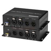 48 В Phantom XLR сбалансированный аудио в оптоволоконные преобразователи-удлинители - BIDI 2 канала, LC одномодовый одинарный оптоволоконный кабель 20 км SFP включает в себя несжатый профессиональный кристально чистый звук A пара