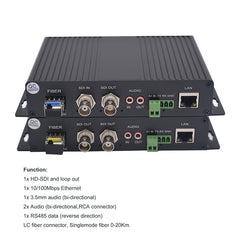 Многофункциональный HD SDI Видео Аудио Ethernet RS485 по оптоволоконному медиаконвертеру, несжатый с 2 SFP-трансиверами, одномодовый 20 км, многомодовый 500 м, пара