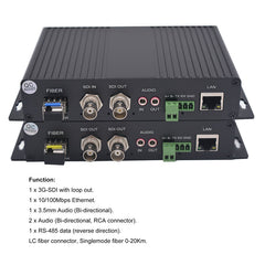 Многофункциональные медиаконвертеры 3G-SDI Ethernet RCA 3,5 мм Audio RS485 по оптоволокну Пара, 3.125G SFP, включая LC Singlemode 20 км и Multimode 500 м для камер 3G/HD-SDI