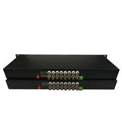 16 Port Analog Video Fiber Converters A Set. RS485 PTZ, PAL NTSC SECAM Video Over Fiber Extenders, FC Singlemode Up 20Km For Remote Video Monitoring, Security Systems More