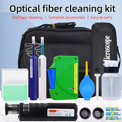 Fiber Optic Cleaning Tool Kit MPO Cleaning Pen 2.5MM/1.25MM end Face Cleaner 400 Fiber Optic Magnifying Glass Cleaning Box
