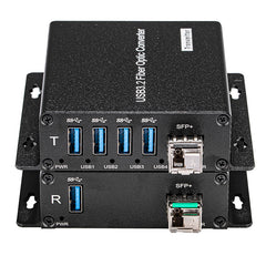 4 Ports USB3.2 Extender over Fiber Optic, 250M by Singlemode fiber, USB3.0 to SFP Fiber converter, 10G SFP include, A set