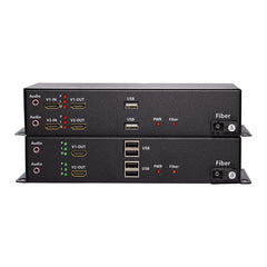 2 channel 1080P HDMI over Fiber Optic Extender Media Converter, With 2 KVM and 2 independent 3.5mm Audio -SC Singlemode Single Fiber Up 20Km Multimode 500m ,Transmitter and Receiver Included