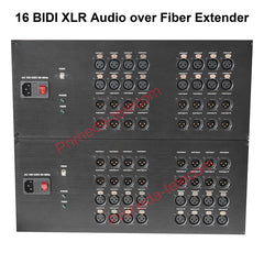 Extensor de audio balanceado XLR bidireccional de 16 canales por fibra óptica, montaje en rack 4U - Fibra monomodo hasta 20 km LC SFP incluido, sin compresión, sin retardo, grado profesional, sonido nítido