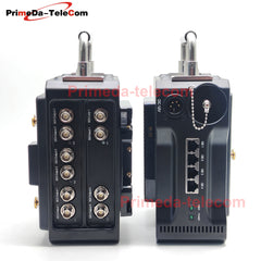 Professional Broadcast Protable BIDI 12G-SDI Video 4 Gigabit Ethernet over Fiber Optic Extender Media Converter ST Singlemode fiber up 10Km No delay Uncompressed Transmission 4 pin Canon DC12V Power -Equipped with Anton-Bauer