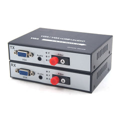 VGA over Fiber optic Extenders with Stereo 3.5mm Audio, 1080P VGA Video Fiber converter,FC Singlemode single fiber up 20Km,Multimode 500m A set.