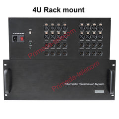 Extensor de audio balanceado XLR bidireccional de 16 canales por fibra óptica, montaje en rack 4U - Fibra monomodo hasta 20 km LC SFP incluido, sin compresión, sin retardo, grado profesional, sonido nítido