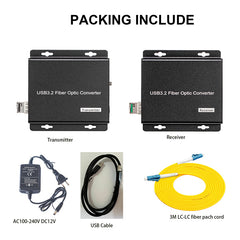 4 Ports USB3.2 Extender over Fiber Optic, 250M by Singlemode fiber, USB3.0 to SFP Fiber converter, 10G SFP include, A set