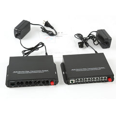 8-канальный телефон POTS и RJ45 Ethernet по оптоволоконным удлинителям 1 комплект, телефонные волоконно-оптические преобразователи PBX FXO/FXS FC одномодовое одиночное волокно 20 км поддержка звонка с идентификацией вызываемого абонента и факса