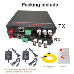 Многофункциональный 3 видео Ethernet RS 232 по оптоволоконному удлинителю медиаконвертер адаптер ST одномодовый до 20 км передатчик и приемник 1 пара