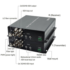 2 Port 3G-SDI Video Audio RS485 over Fiber Optic Converters A pair, LC optical module,Single mode single fiber up 20Km,Professional quality