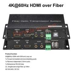 Конвертер HDMI 4K по оптоволокну LC с KVM USB и 3,5 мм аудио и RS232 RS485 одномодовый до 10 км несжатый 10G SFP-трансивер в комплекте до 4K@ 60 Гц пара