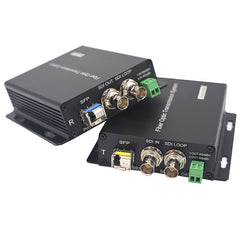Professional 3G-SDI Fiber Optic Converter,Uncompressed, HD Video Audio RS485 over Fiber Extender,with two 3.125G SFP Module and Loop out Singlemode up 20Km, A Set