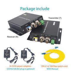Professional 3G-SDI Fiber Optic Converter,Uncompressed, HD Video Audio RS485 over Fiber Extender,with two 3.125G SFP Module and Loop out Singlemode up 20Km, A Set