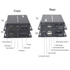 Волоконно-оптический удлинитель HDMI с KVM USB и 3,5 мм аудио/ИК Full HD 1080P HDMI - SC одномодовый волоконно-оптический кабель до 12,4 миль/20 км, многомодовый до 1640 футов/500 м. Пара