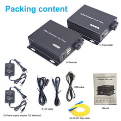 Волоконно-оптический удлинитель HDMI с KVM USB и 3,5 мм аудио/ИК Full HD 1080P HDMI - SC одномодовый волоконно-оптический кабель до 12,4 миль/20 км, многомодовый до 1640 футов/500 м. Пара