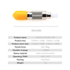 FC Male to ST Female FTTH Optical Equipment Tool Hybrid Flange Singlemode 9/125 SM Optical Fiber Adapter Connector for Digital Communication