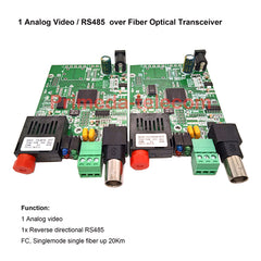 1 Cvbs Analog Video over Fiber Optic Converter with RS485 data for PTZ, FC Optical tranceiver Singlemode Single Fiber Up 20Km for Analog Camera