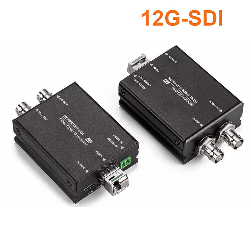 Mini 12G-SDI Video to Fiber Optic Converters Kit, SFP Transceivers include, Singlemode up 20Km,Compatible 6G-SDI,3G-SDI,HD-SDI, For UHDTV 4K 8K HDTV Video