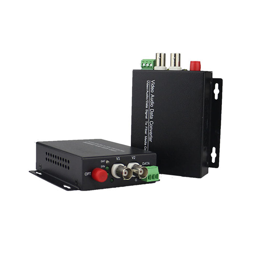 2 port Analog video fiber converters A set. PAL NTSC SECAM video over fiber extenders, FC Singlemode up 20Km for Video monitoring Security Systems and more