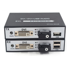 Видео DVI по оптоволоконному удлинителю с KVM USB и стереозвуком 3,5 мм, оптические преобразователи аудио- и видеосигнала 1080P Full HD DVI, одномодовое оптоволокно SC до 20 км (12,4 мили) Комплект
