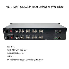 4 channel 3G-SDI Video Audio over Fiber Optic Converters with 1x10/100M Ethernet and RS422 data, Uncompressed HD real-time audio and video transmission,No loss Professional broadcast quality