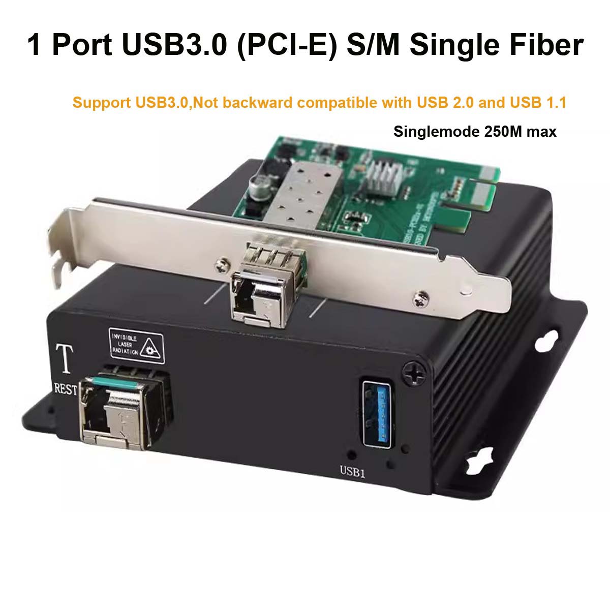 USB3.0 Extenders over Fiber optic LC Singlemode Fiber up to 250m,PCI-E type with SFP transceiver Transmitter and Recevier 1 Set.