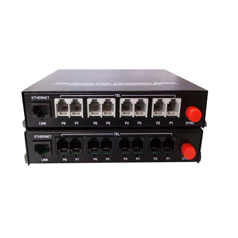 8-канальный телефон POTS и RJ45 Ethernet по оптоволоконным удлинителям 1 комплект, телефонные волоконно-оптические преобразователи PBX FXO/FXS FC одномодовое одиночное волокно 20 км поддержка звонка с идентификацией вызываемого абонента и факса