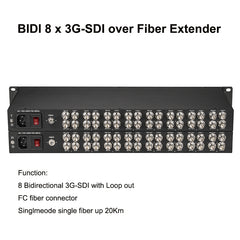 8 Port BIDI 3G/HD-SDI over Fiber Optic Media Converter FC with Loop out Singlemode up to 20Km,Uncompressed No Loss Broadcast Professional high quality , A pair