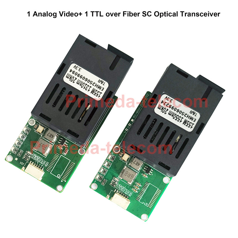 1 Analog Video and 1 TTL over Fiber optic up 20Km, High Speed SC Optical Transceiver Module 1310/1550nm signal converters for FPV drone