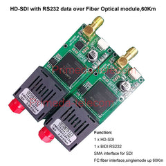1 channel HD-SDI Video with 1 RS232 data over Fiber Optical Transceiver Sky end and Ground end include FC Singlemode Single Fiber Up 60Km