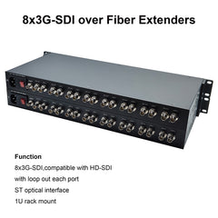 8 Port 3G-SDI over Fiber Optic Media Converters with Loop out,ST optical module Uncompressed HD Video Audio optical transceiver,Singlemode up to 20Km,Compatible with 3G-SDI,HD-SDI Camera