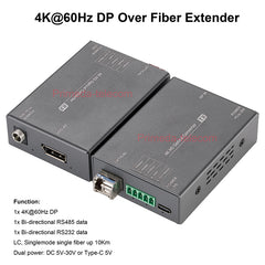 Extensor Displayport DP sobre fibra óptica 4K@60Hz con RS485 RS232 SFP LC monomodo fibra única hasta 10km Calidad profesional de emisión Latencia cero
