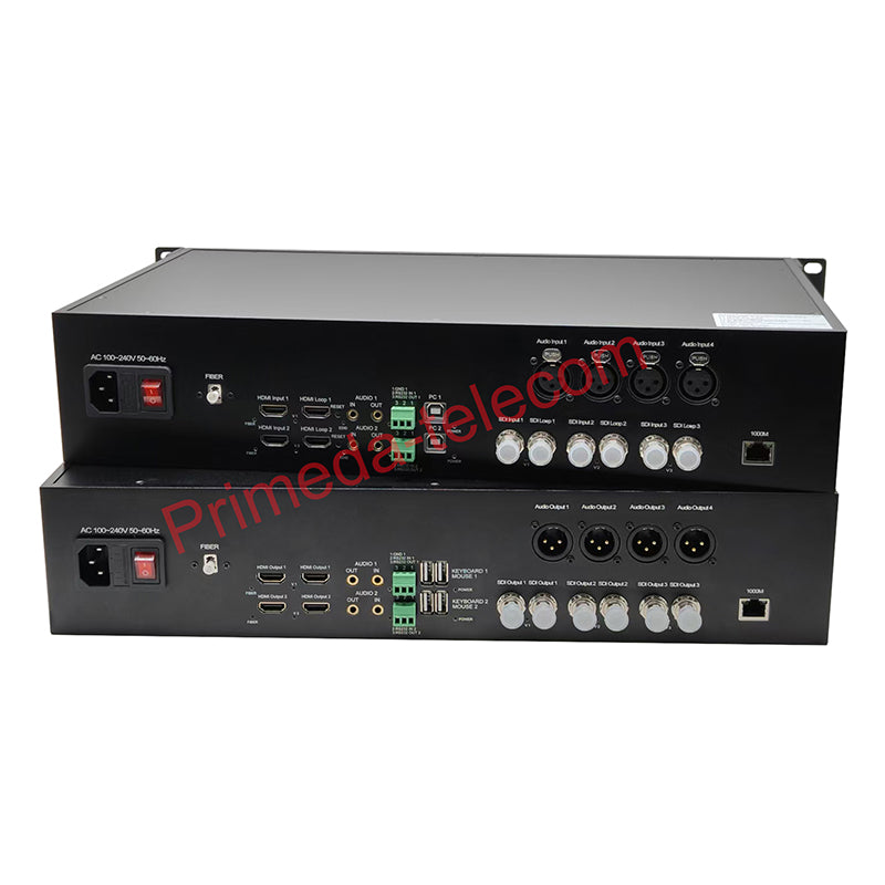 Multifunctional 3G-SDI/XLR Audio/4K HDMI KVM/Gigabit Ethernet over Fiber Extenders- Uncompressed Full HD Video Audio to Fiber Converters, LC Singlemode Single Fiber 20Km, No Delay A Set
