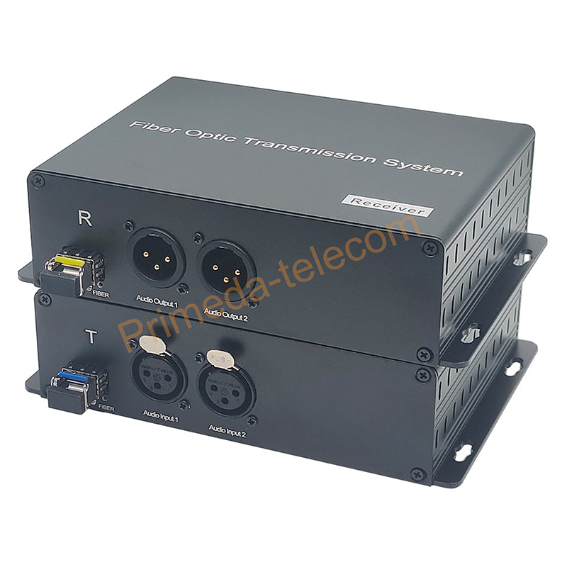 2 Port Balanced 3 Pin XLR Audio over Fiber Extenders, Broadcast high quality LC SFP Transceiver include, Singlemode Single Fiber up to 20Km ,Multimode 500m, Professional Crystal Clear Sound A pair