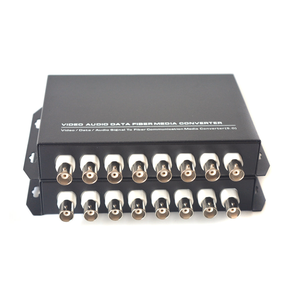 8 Channel Analog Video Fiber Converters FC Singlemode Up 20Km For Analog Camea CCTV Video Monitoring Security Systems And More