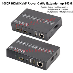 1080P HDMI over Cat5e/6 Ethernet Converter up to 150m with KVM and IR Loop Out,Support 1 send multiple receive
