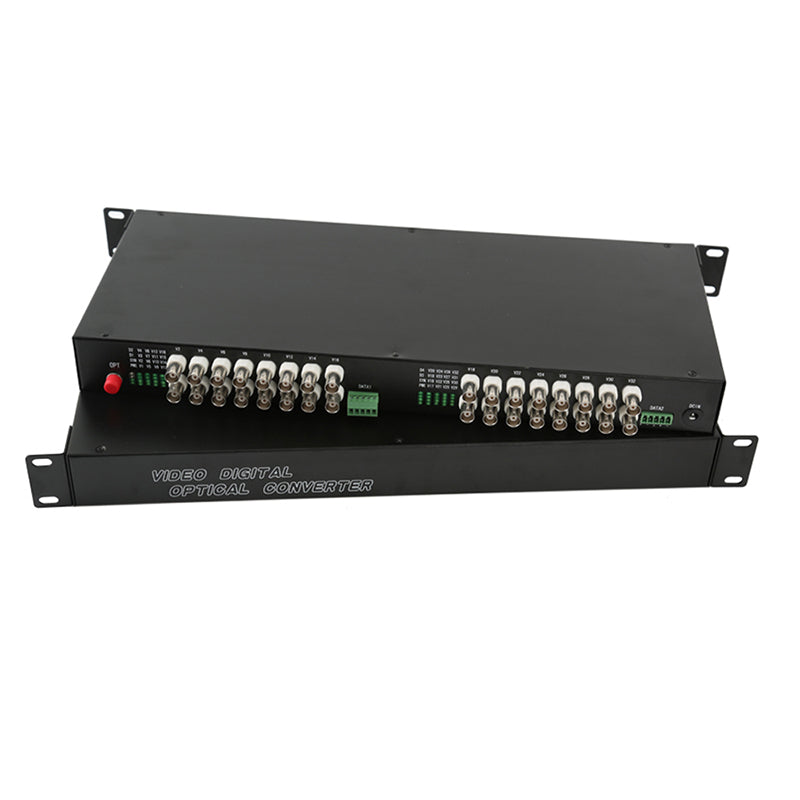 32 Port Analog Video Fiber Converters A Set. RS485 PTZ, PAL NTSC SECAM Video Over Fiber Extenders, FC Singlemode Up 20Km For Remote Video Monitoring, Security Systems More