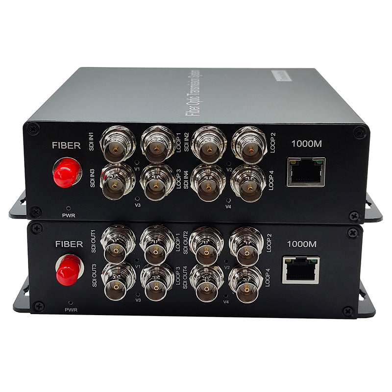 4Port 3G SDI Ethernet over Fiber Optic Media Converters, Uncompressed,HD Video Audio fiber extender, High quality 1 Pair