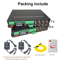 8 Video Ethernet RS485 232 Data over Fiber Optic Extender FC Singlemode up 20Km 1 pair