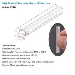 Ribbon mass Fiber fusion splice sleeves 40mm up to 12 fibres Clear 100pcs