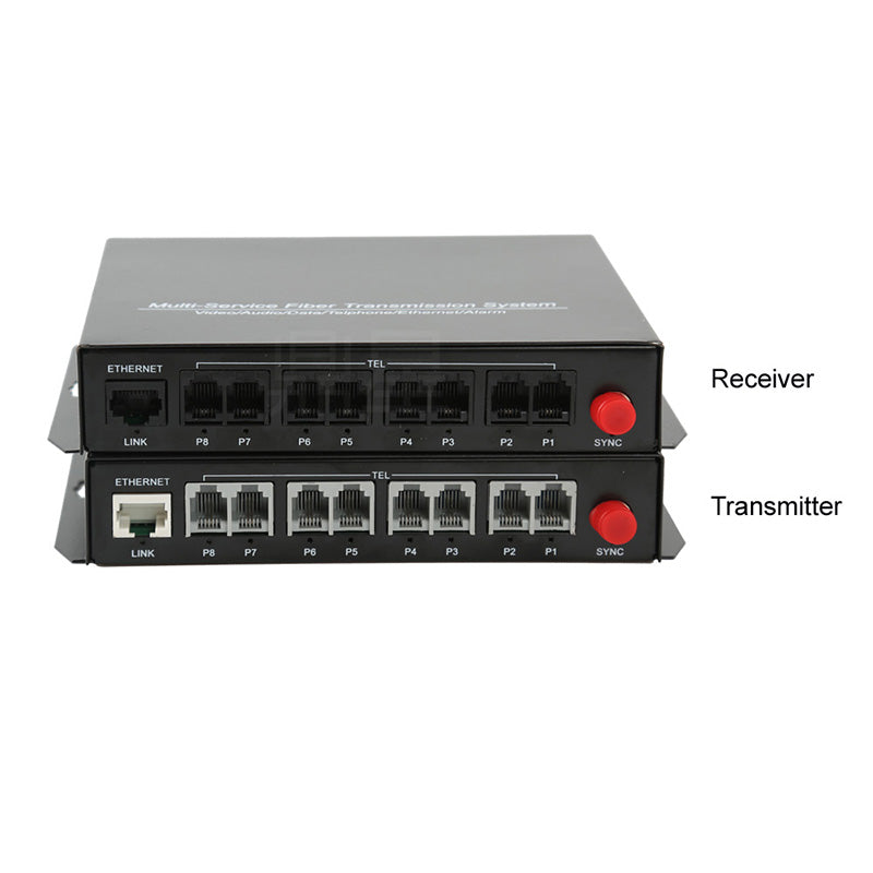 8-канальный телефон POTS и RJ45 Ethernet по оптоволоконным удлинителям 1 комплект, телефонные волоконно-оптические преобразователи PBX FXO/FXS FC одномодовое одиночное волокно 20 км поддержка звонка с идентификацией вызываемого абонента и факса
