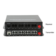 8-канальный телефон POTS и RJ45 Ethernet по оптоволоконным удлинителям 1 комплект, телефонные волоконно-оптические преобразователи PBX FXO/FXS FC одномодовое одиночное волокно 20 км поддержка звонка с идентификацией вызываемого абонента и факса