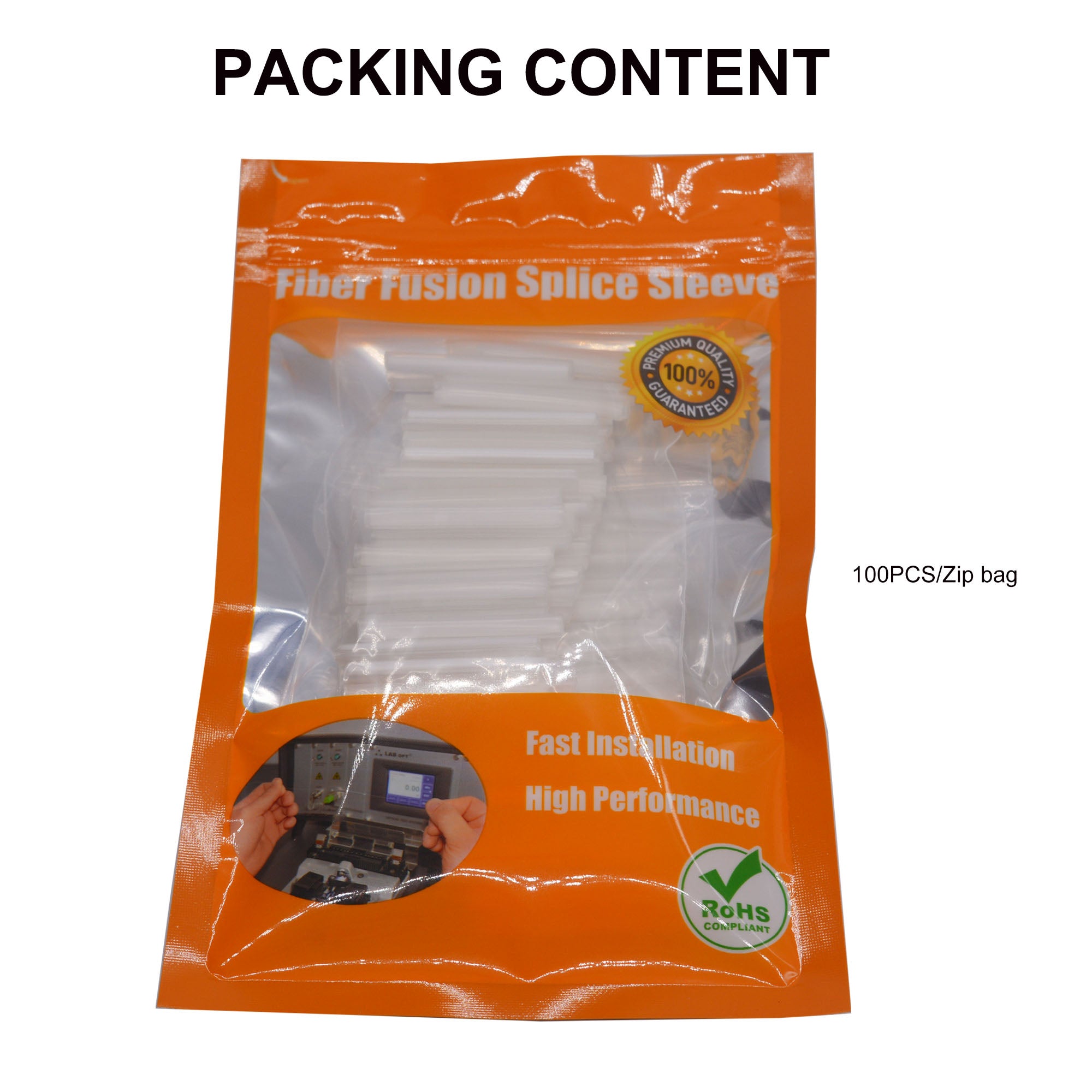 High quality Ribbon Mass Fiber Optic Fusion Splice Protection Sleeves 40mm,D-shaped ceramic strengthen pin, Accommodate up to 12 Fibers -100pcs