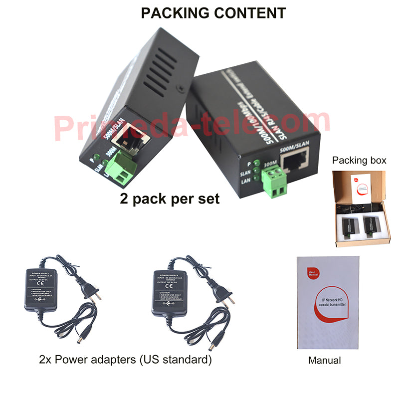 IP Ethernet Over Twisted Pair Extenders up to 300M(1000FT),Ethernet Over RJ45 Cat5/6 Network Cable up to 500M (1650FT) for HD Network IP Cameras 2 Pack